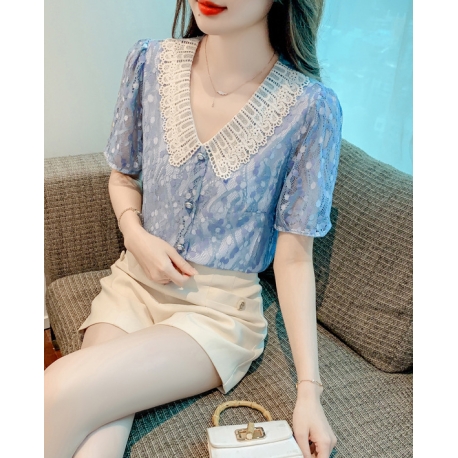 blouse brukat wanita korea import T8108