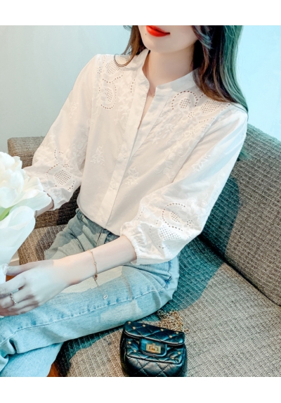 blouse putih wanita korea T8111