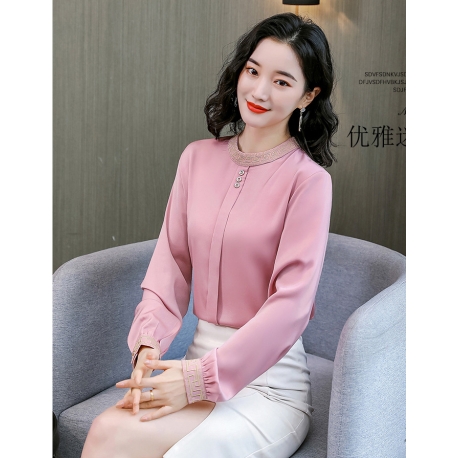 blouse putih wanita korea T8119