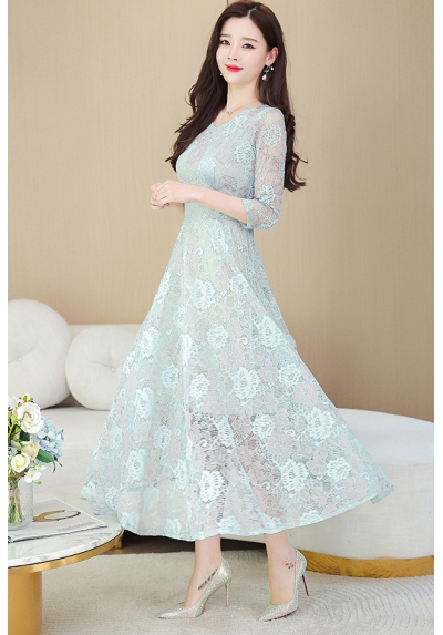 long dress brukat wanita korea D7971