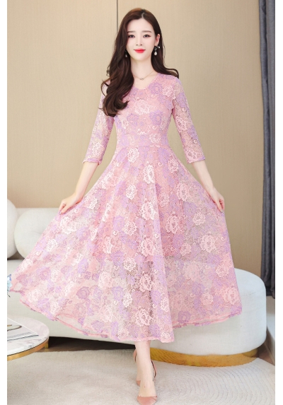 long dress brukat wanita korea D7972