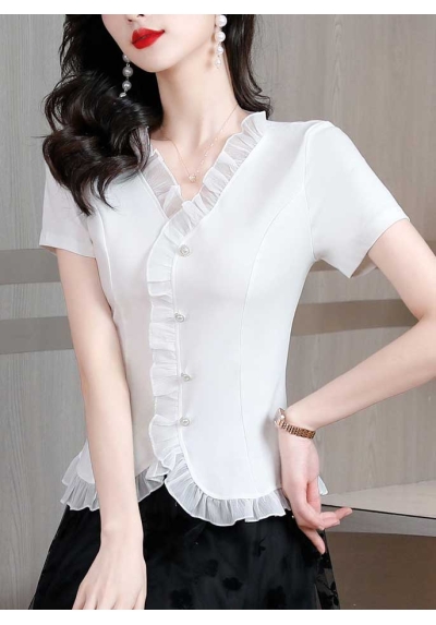blouse wanita import  warna putih T8146