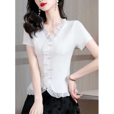 blouse wanita korea warna putih T8143
