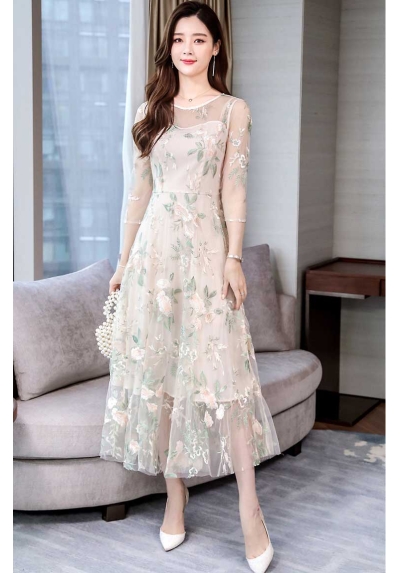 long dress wanita korea D7994