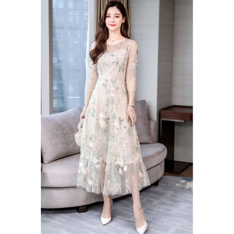 long dress wanita korea D7993