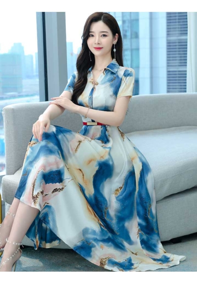 maxi dress wanita korea D7995