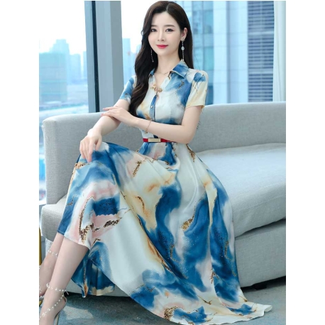 maxi dress wanita korea D7995