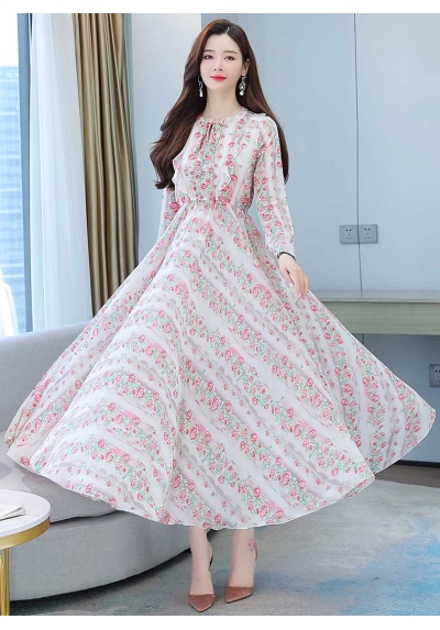 maxi dress wanita korea D7996