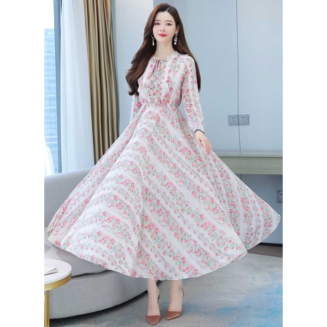 maxi dress wanita korea D7996