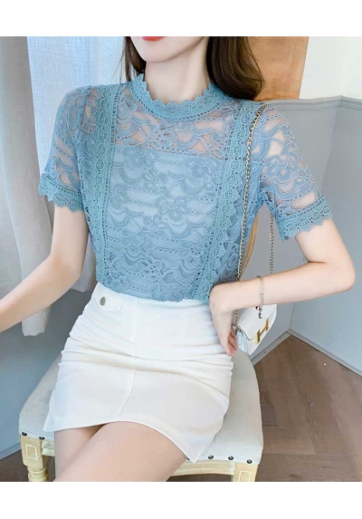 blouse brukat wanita korea import T8109