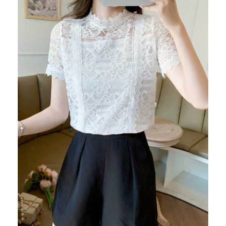 blouse brukat wanita korea import T8156
