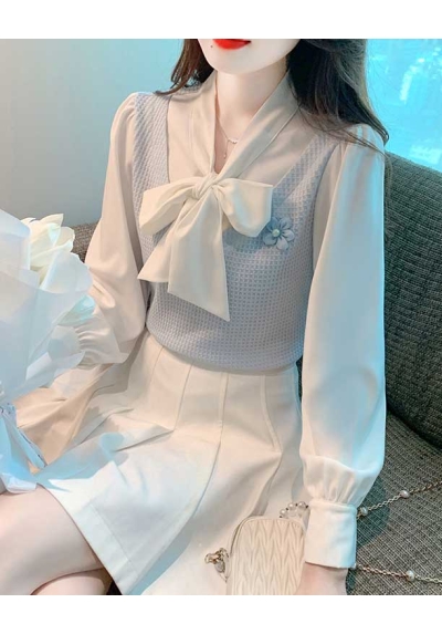 blouse wanita korea kerah pita T8186