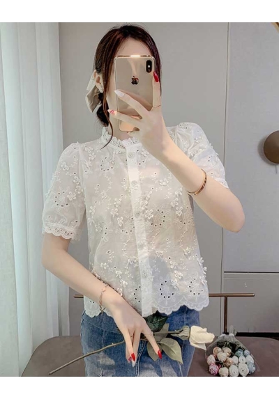 blouse wanita korea putih T8189