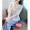 blouse putih wanita korea T8193