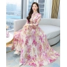 long dress chiffon wanita korea D8029