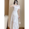 long dress wanita korea putih D8033