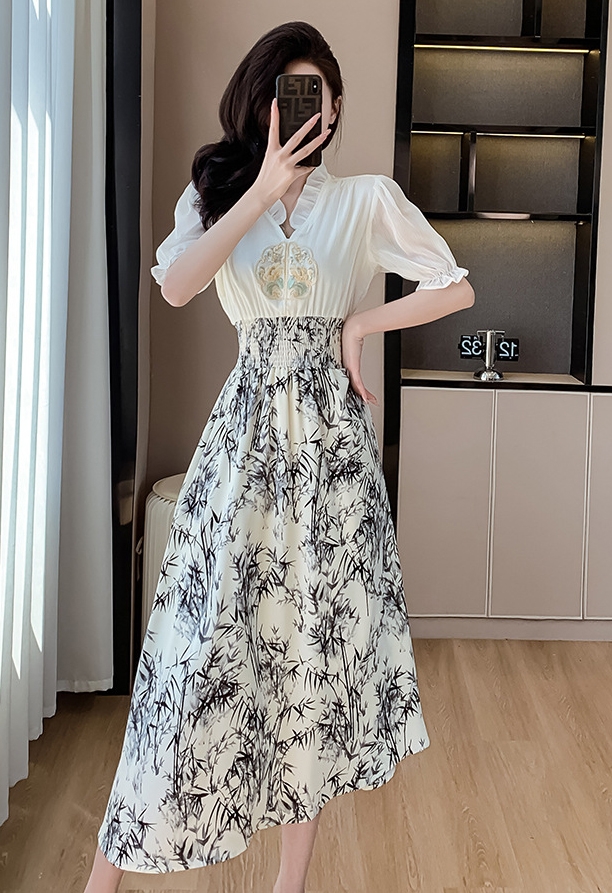 blouson sleeve midi dress Maddie Short Blouson Sleeve Dress
