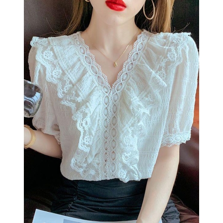 blouse  wanita korea v-neck import T8630