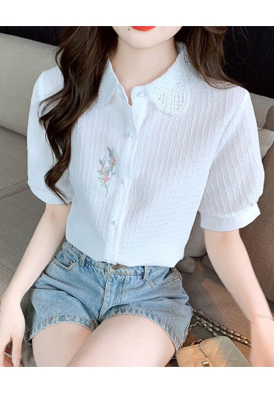 kemeja wanita putih import lengan pendek T8633
