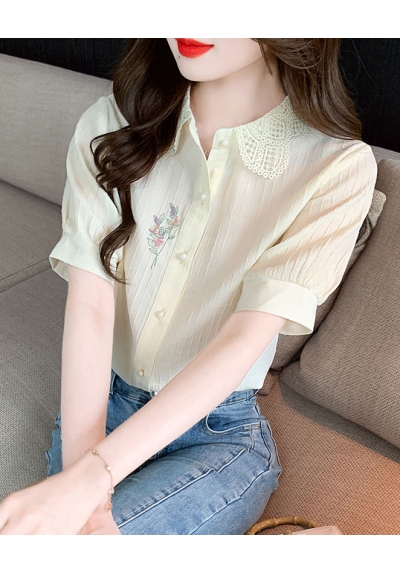 kemeja wanita putih import lengan pendek T8633