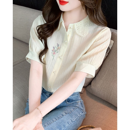 kemeja wanita putih import lengan pendek T8633