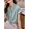 atasan  v-neck  berkancing import T8637