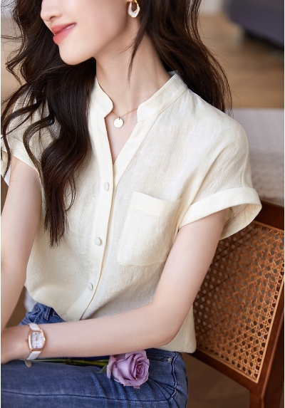 atasan  v-neck  berkancing import T8638