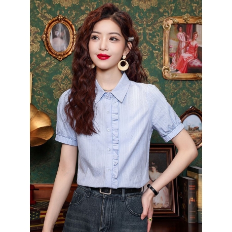 kemeja wanita import lengan pendek T8627