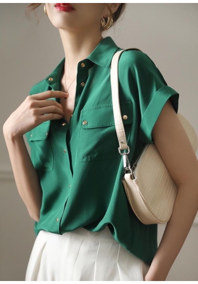kemeja wanita import lengan pendek T8643