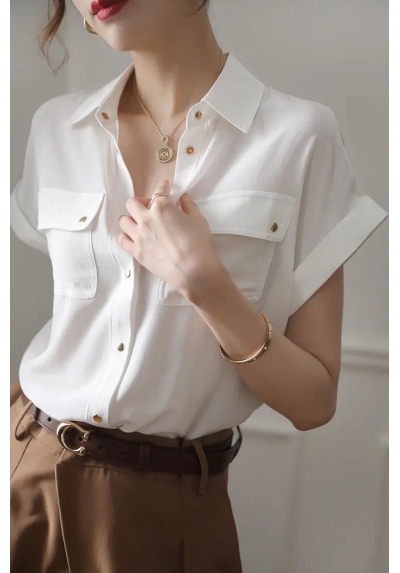kemeja wanita import lengan pendek T8645