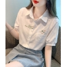 kemeja wanita import lengan pendek T8648