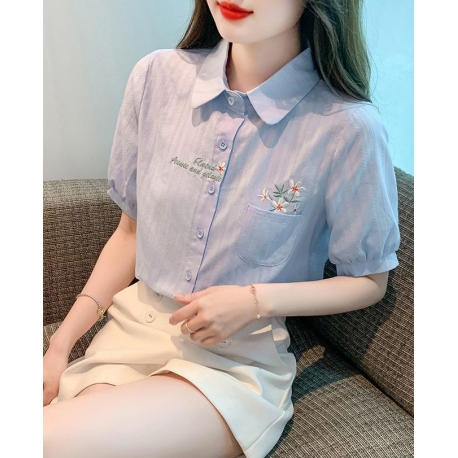 kemeja wanita import lengan pendek T8648