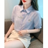kemeja wanita import lengan pendek T8649