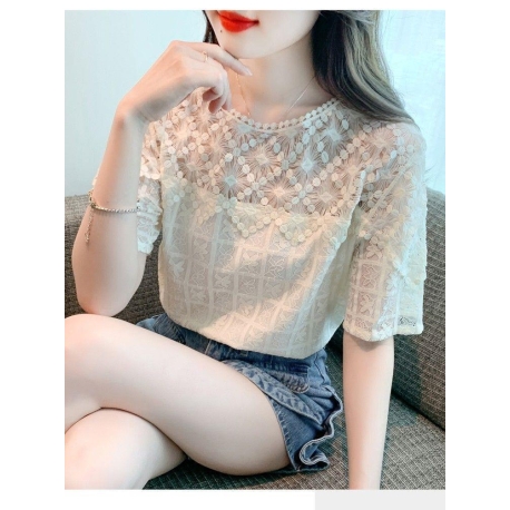 blouse brukat wanita korea import T8622