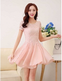 dress brukat model korea D2530