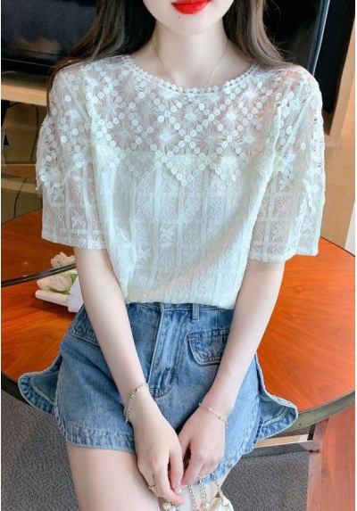 blouse brukat wanita korea import T8657