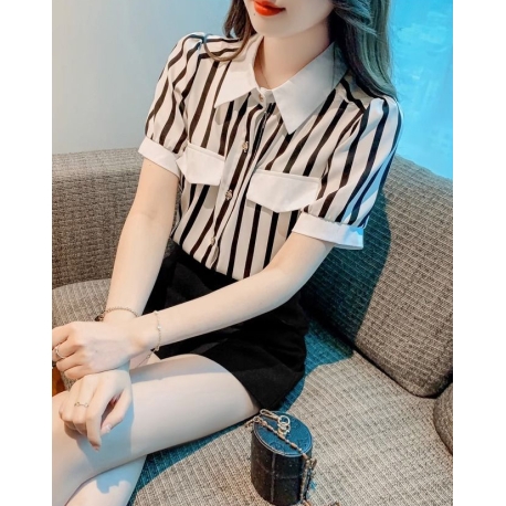kemeja wanita putih import lengan pendek T8633