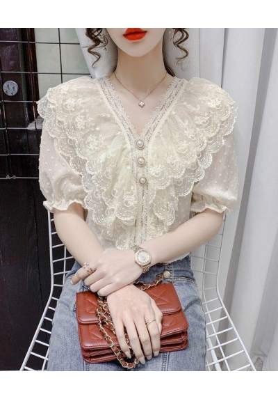 Blouse renda wanita korea import T8665