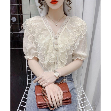 blouse brukat wanita korea import T8657