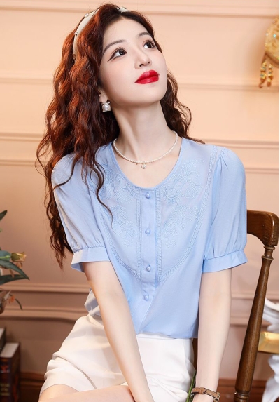Blouse wanita korea import lengan pendek T8666