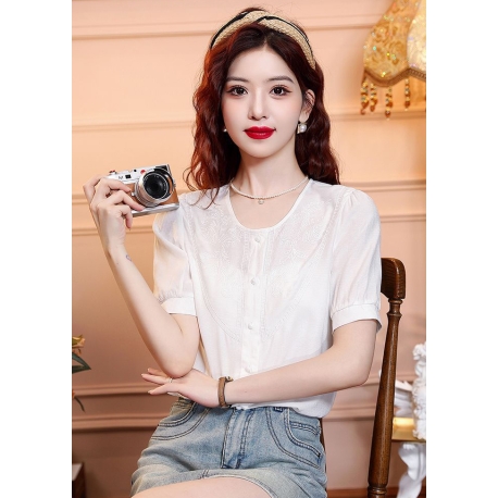 Blouse wanita korea import lengan pendek T8666