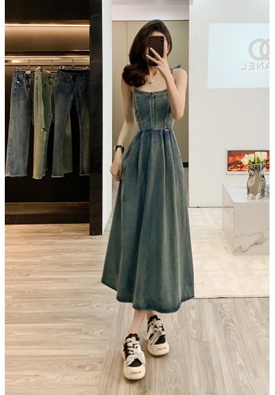 dress denim wanita korean style  D8399