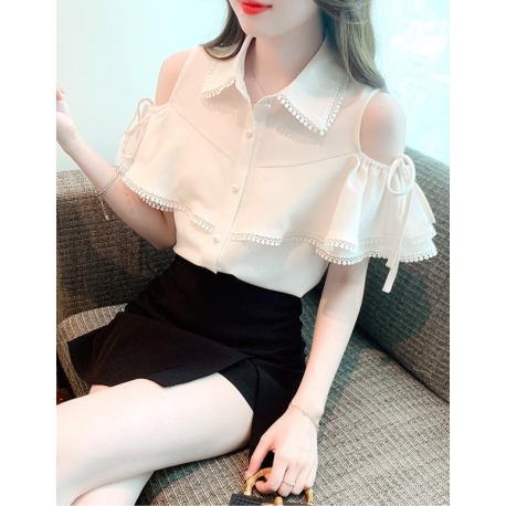 Kemeja chiffon wanita motif salur import T8663