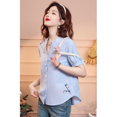 Blouse wanita korea import lengan pendek T8666