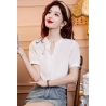 Blouse wanita v-neck korea import lengan pendek T8670
