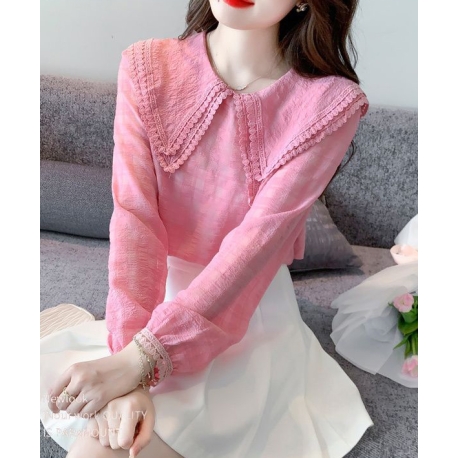 Blouse wanita v-neck korea import lengan pendek T8669