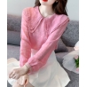 Blouse wanita korea berkerah lengan panjang T8671