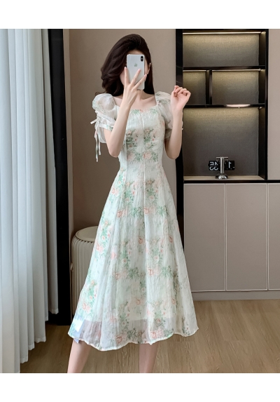 Midi dress wanita korea import D8401