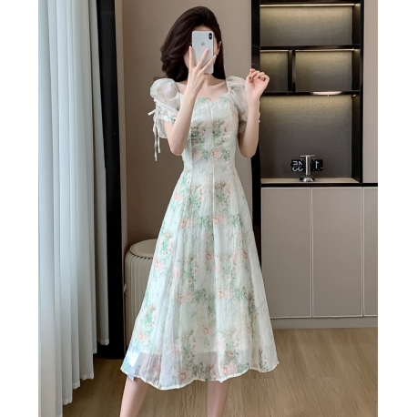 Midi dress wanita korea import D8401