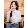 Kemeja wanita korea lengan pendek import T8682
